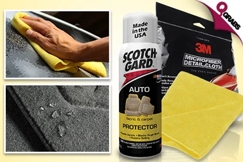From QR57 Keep it Spick n Span with Original 3M Microfiber Detail Cloth OR ScotchGard Auto Fabric & Carpet Protector! (Up to QR102 Value)
